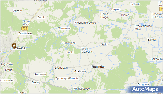 mapa Wola Gałecka, Wola Gałecka na mapie Targeo