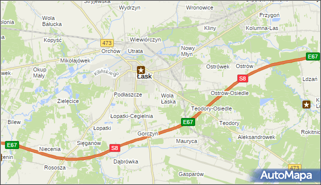 mapa Wola Łaska, Wola Łaska na mapie Targeo