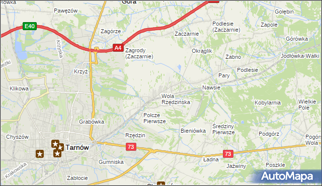 mapa Wola Rzędzińska, Wola Rzędzińska na mapie Targeo