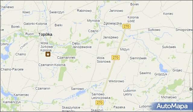 mapa Wola Sosnowa, Wola Sosnowa na mapie Targeo