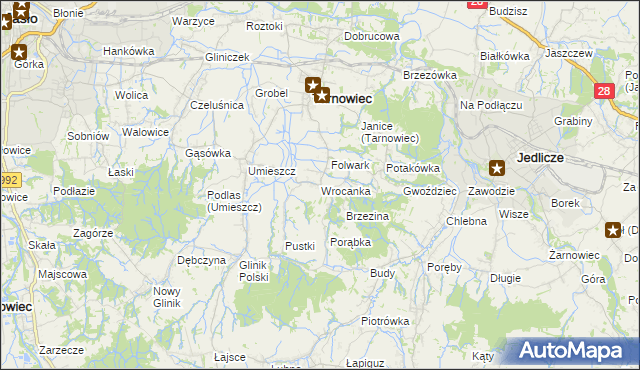mapa Wrocanka gmina Tarnowiec, Wrocanka gmina Tarnowiec na mapie Targeo
