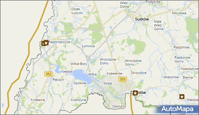 mapa Wrociszów Dolny, Wrociszów Dolny na mapie Targeo