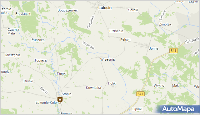 mapa Września gmina Rościszewo, Września gmina Rościszewo na mapie Targeo