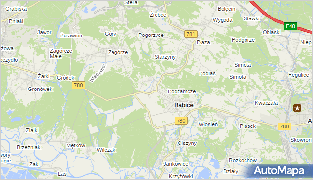 mapa Wygiełzów gmina Babice, Wygiełzów gmina Babice na mapie Targeo