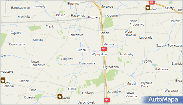 mapa Wymysłów gmina Krośniewice, Wymysłów gmina Krośniewice na mapie Targeo