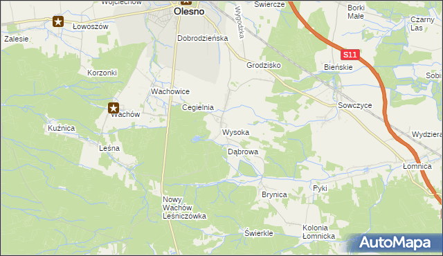 mapa Wysoka gmina Olesno, Wysoka gmina Olesno na mapie Targeo