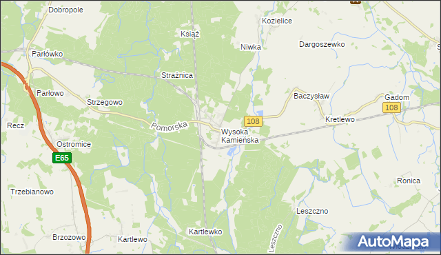 mapa Wysoka Kamieńska, Wysoka Kamieńska na mapie Targeo