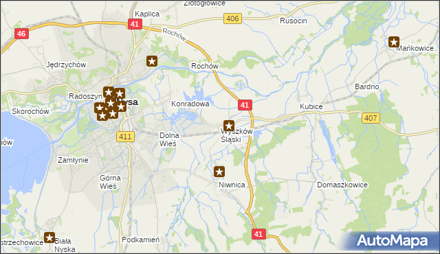 mapa Wyszków Śląski, Wyszków Śląski na mapie Targeo