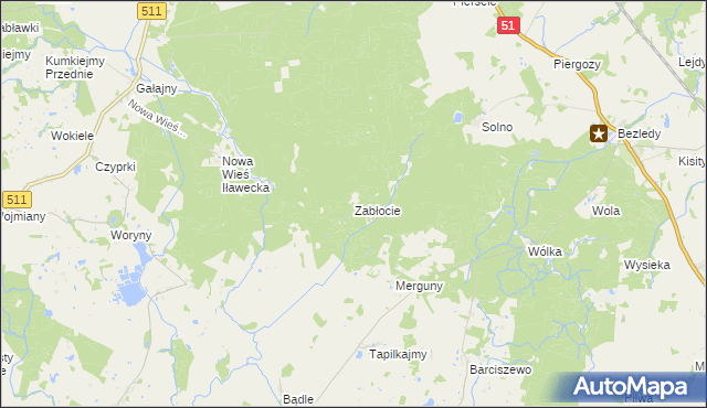 mapa Zabłocie gmina Górowo Iławeckie, Zabłocie gmina Górowo Iławeckie na mapie Targeo