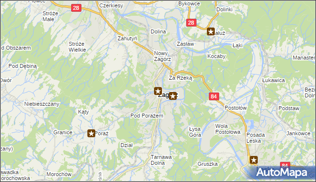 mapa Zagórz powiat sanocki, Zagórz powiat sanocki na mapie Targeo