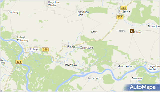 mapa Zagórzyce gmina Wołów, Zagórzyce gmina Wołów na mapie Targeo