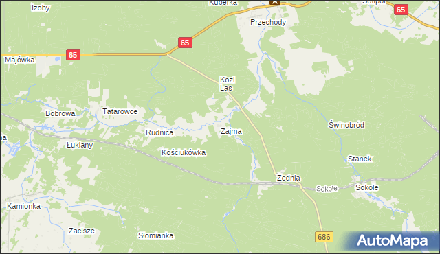 mapa Zajma, Zajma na mapie Targeo