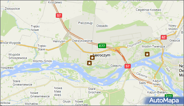 mapa Zakroczym, Zakroczym na mapie Targeo