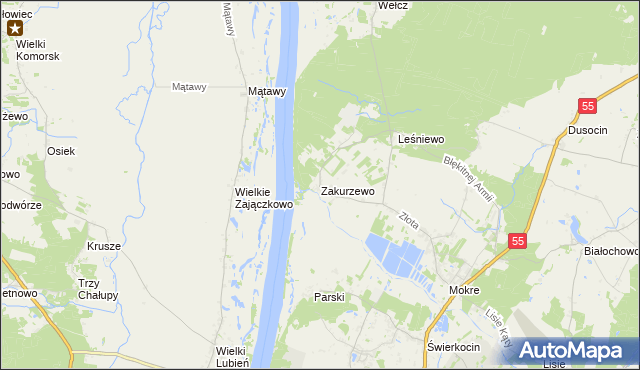mapa Zakurzewo gmina Grudziądz, Zakurzewo gmina Grudziądz na mapie Targeo