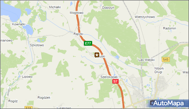 mapa Załuski gmina Nidzica, Załuski gmina Nidzica na mapie Targeo