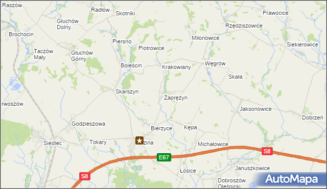 mapa Zaprężyn, Zaprężyn na mapie Targeo