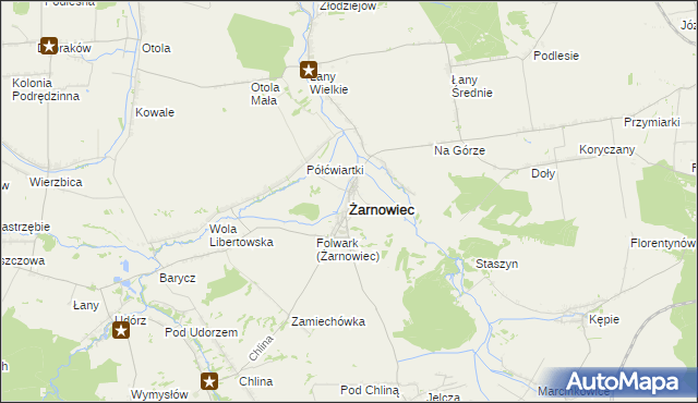 mapa Żarnowiec powiat zawierciański, Żarnowiec powiat zawierciański na mapie Targeo