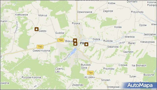 mapa Zarzecze gmina Pilica, Zarzecze gmina Pilica na mapie Targeo