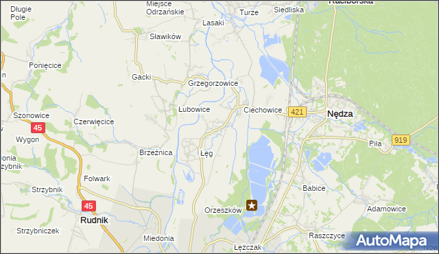 mapa Zawada Książęca, Zawada Książęca na mapie Targeo