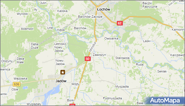 mapa Zawiszyn gmina Jadów, Zawiszyn gmina Jadów na mapie Targeo