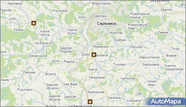 mapa Zborowice gmina Ciężkowice, Zborowice gmina Ciężkowice na mapie Targeo