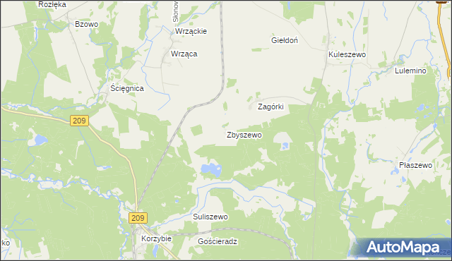 mapa Zbyszewo gmina Kobylnica, Zbyszewo gmina Kobylnica na mapie Targeo