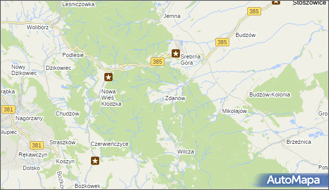 mapa Żdanów gmina Stoszowice, Żdanów gmina Stoszowice na mapie Targeo