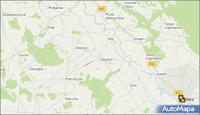 mapa Żegocin gmina Czermin, Żegocin gmina Czermin na mapie Targeo