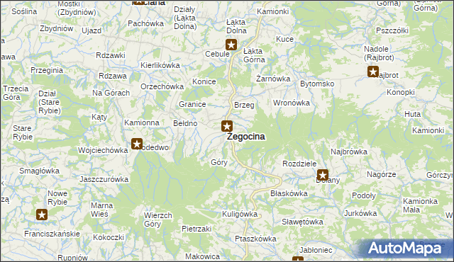 mapa Żegocina, Żegocina na mapie Targeo