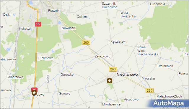 mapa Żelazkowo gmina Niechanowo, Żelazkowo gmina Niechanowo na mapie Targeo