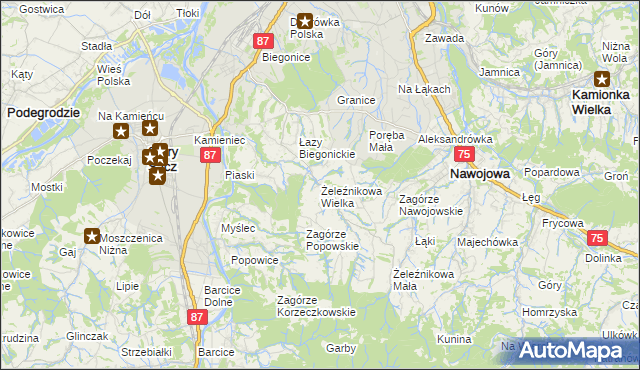 mapa Żeleźnikowa Wielka, Żeleźnikowa Wielka na mapie Targeo