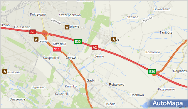 mapa Żerniki gmina Kórnik, Żerniki gmina Kórnik na mapie Targeo