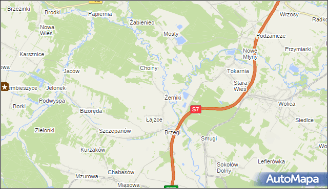 mapa Żerniki gmina Sobków, Żerniki gmina Sobków na mapie Targeo