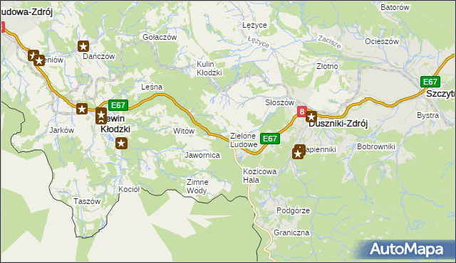 mapa Zielone Ludowe, Zielone Ludowe na mapie Targeo
