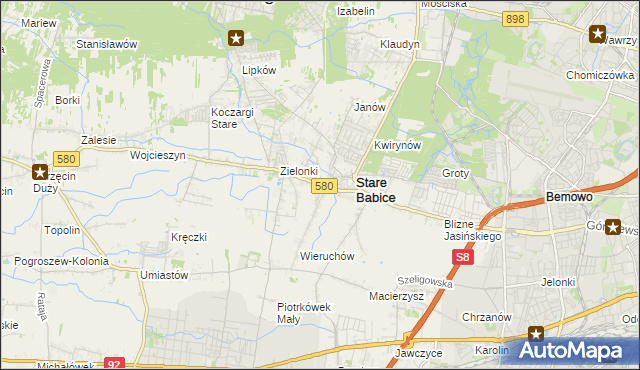 mapa Zielonki-Parcela, Zielonki-Parcela na mapie Targeo