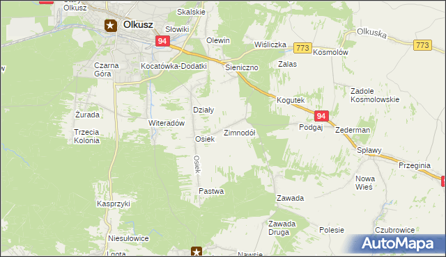 mapa Zimnodół, Zimnodół na mapie Targeo