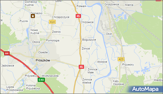 mapa Źlinice, Źlinice na mapie Targeo