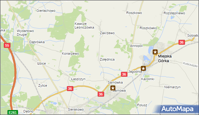 mapa Żołędnica, Żołędnica na mapie Targeo