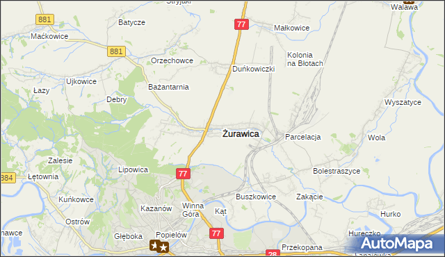 mapa Żurawica powiat przemyski, Żurawica powiat przemyski na mapie Targeo