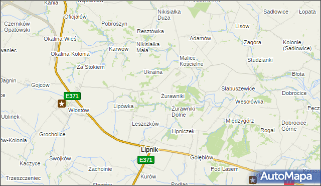 mapa Żurawniki gmina Lipnik, Żurawniki gmina Lipnik na mapie Targeo