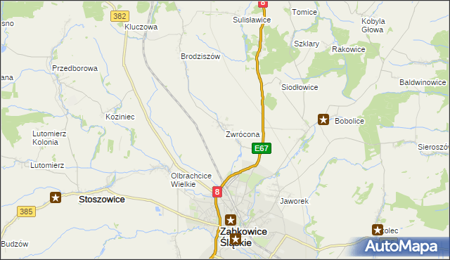 mapa Zwrócona, Zwrócona na mapie Targeo