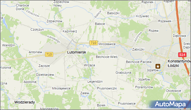 mapa Bechcice-Wieś, Bechcice-Wieś na mapie Targeo