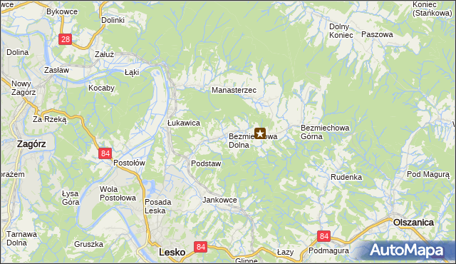 mapa Bezmiechowa Dolna, Bezmiechowa Dolna na mapie Targeo