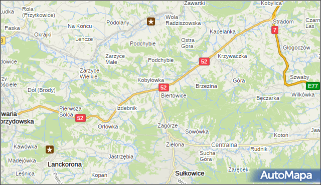 mapa Biertowice, Biertowice na mapie Targeo