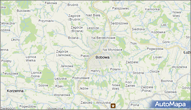mapa Bobowa powiat gorlicki, Bobowa powiat gorlicki na mapie Targeo