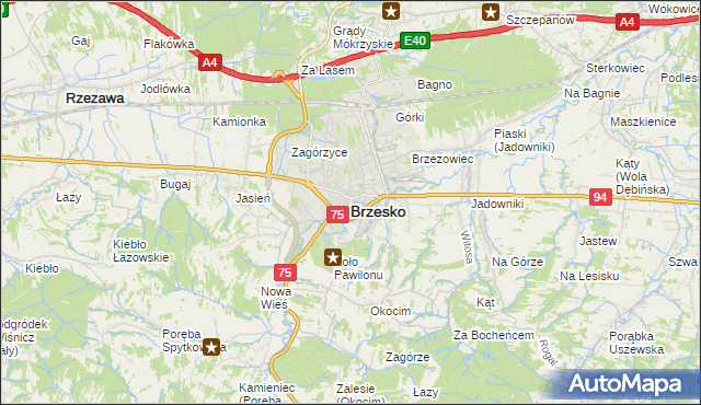 mapa Brzesko, Brzesko na mapie Targeo