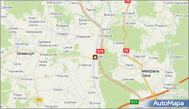 mapa Bugaj gmina Strawczyn, Bugaj gmina Strawczyn na mapie Targeo