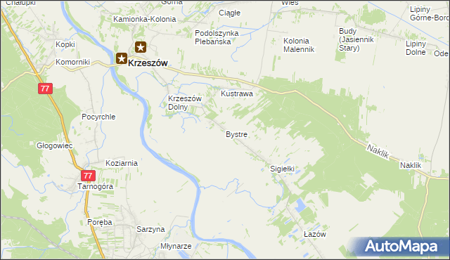 mapa Bystre gmina Krzeszów, Bystre gmina Krzeszów na mapie Targeo
