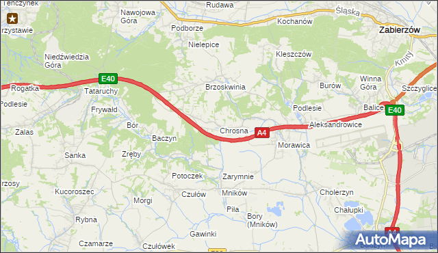 mapa Chrosna gmina Liszki, Chrosna gmina Liszki na mapie Targeo