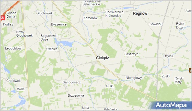 mapa Cielądz, Cielądz na mapie Targeo